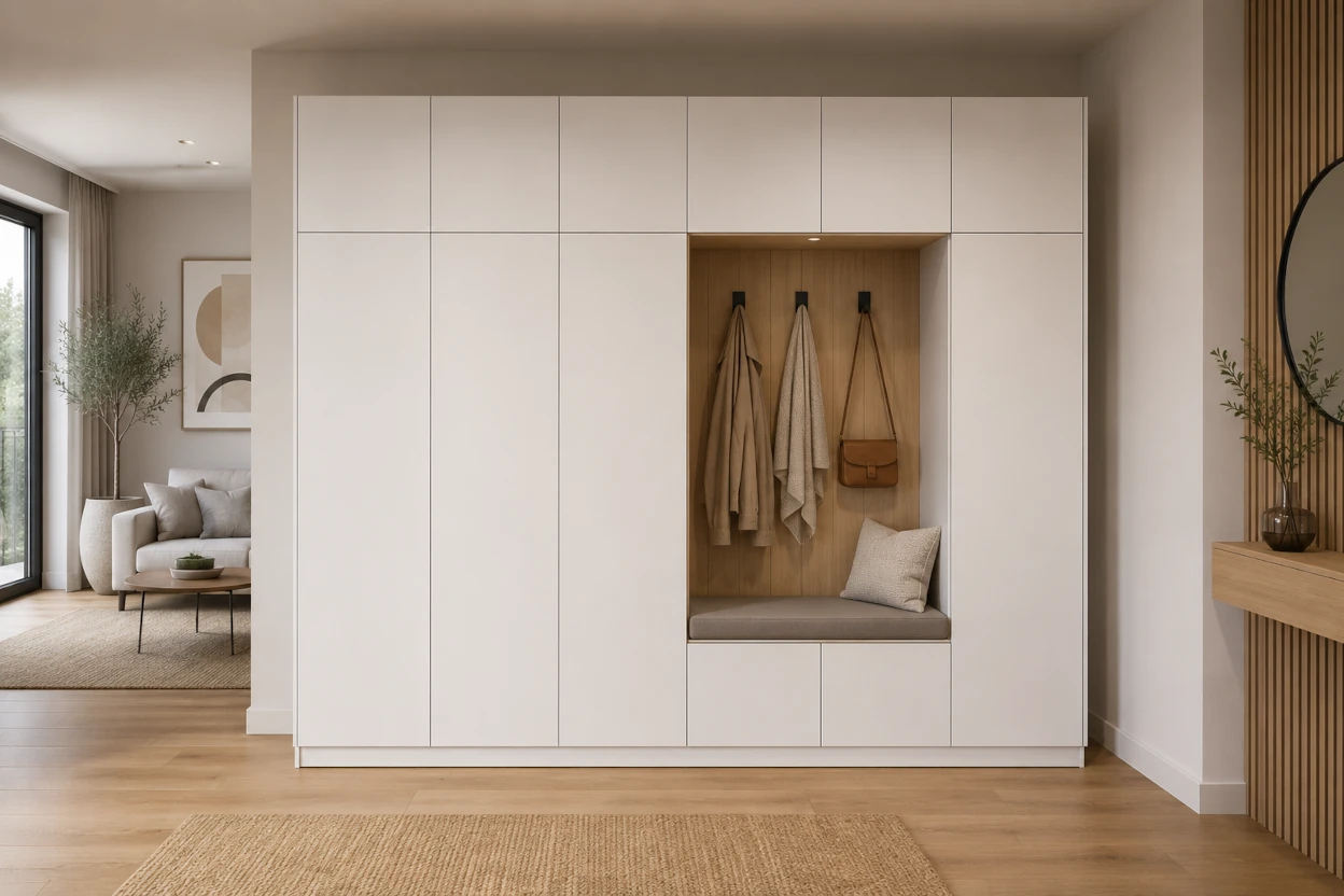 Garderobenschrank mit Sitzpolster